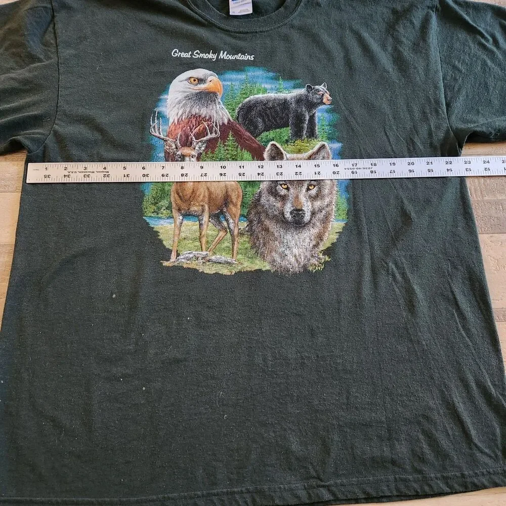 Great Smoky Mountains T-Shirt  Sz XL Whitetail Deer Wolf Black Bear Eagle USA - Picture 9 of 11